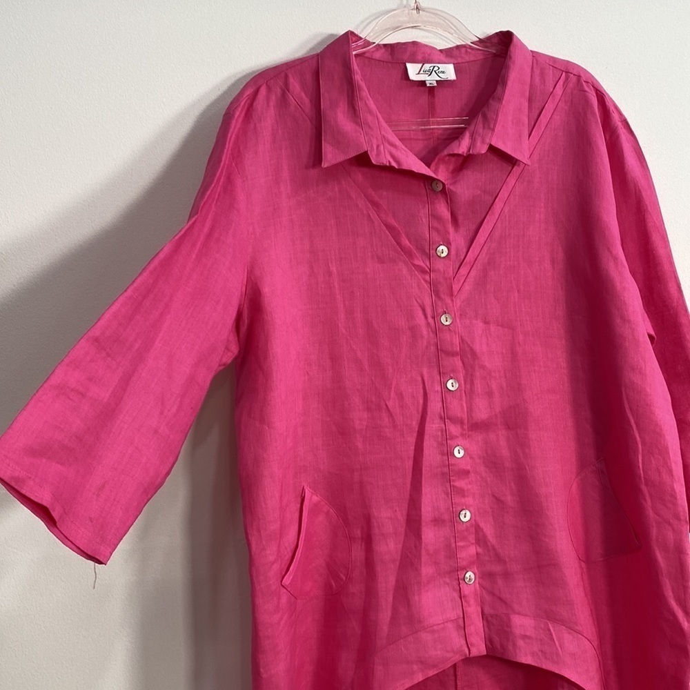 Lisa Renee Ramie Button Down Top Lagenlook Women's XL - Picture 7 of 11